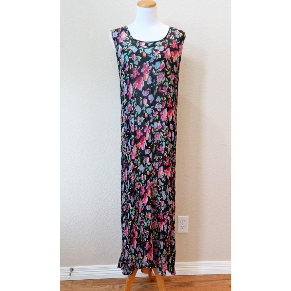 Lola P vintage Y2K floral crinkle semi-sheer maxi dress - Picture 1 of 9